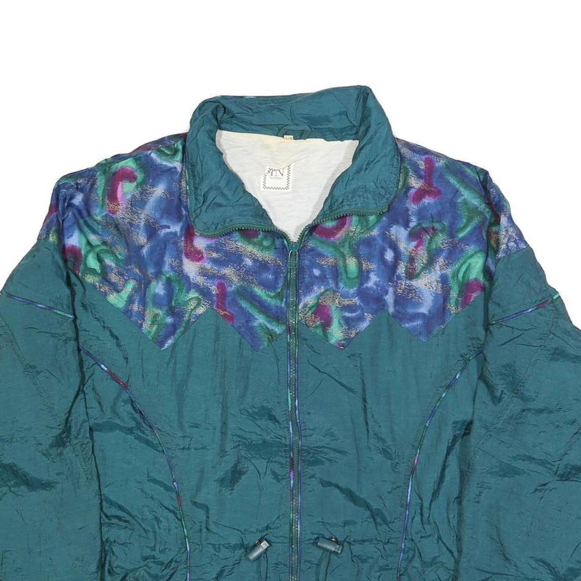 IN TRAINING Womens Green Polyester Zip Jacket L Woven Colourblock Lightweight