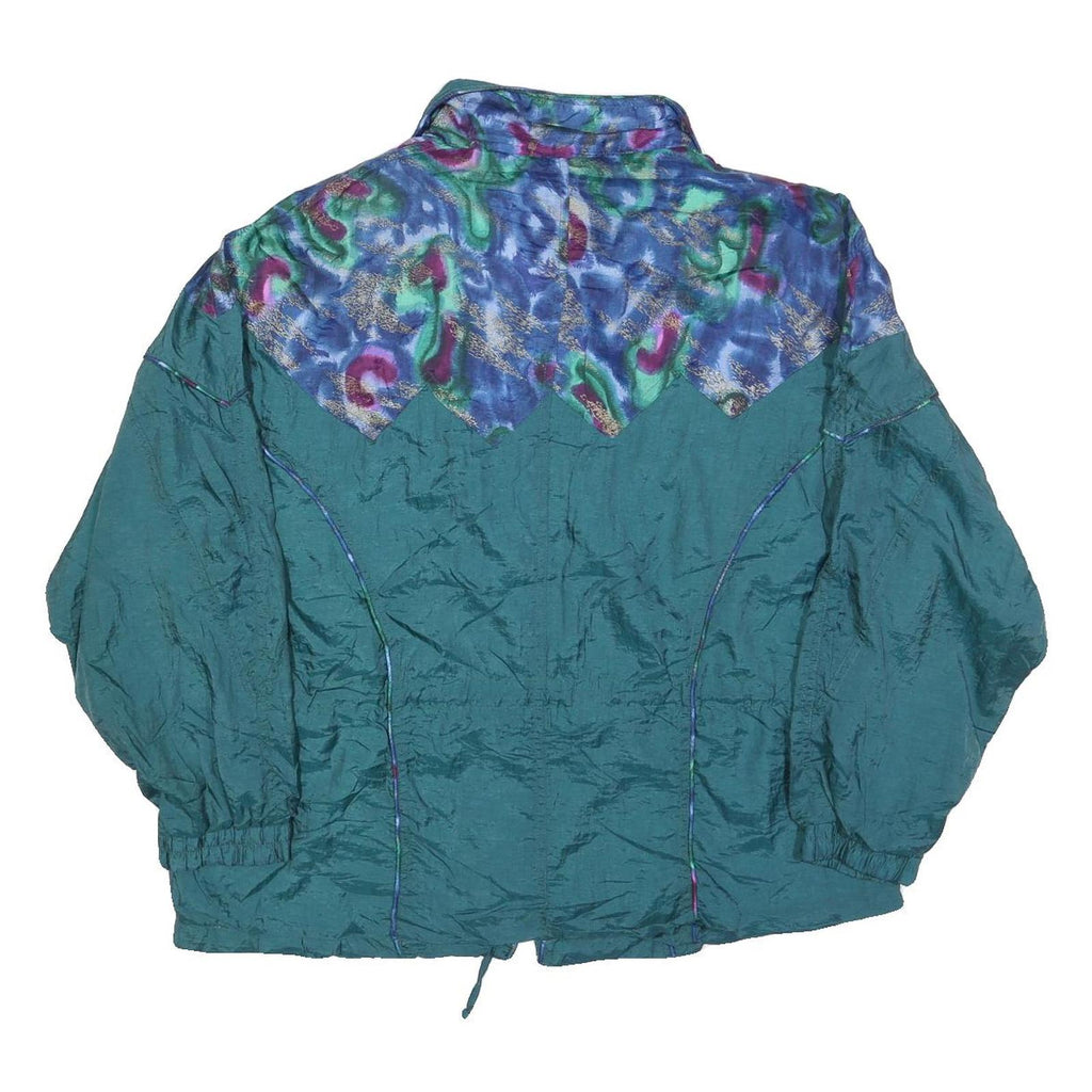IN TRAINING Womens Green Polyester Zip Jacket L Woven Colourblock Lightweight