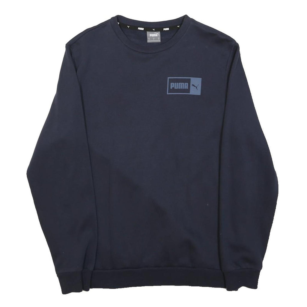PUMA Mens Navy Sweatshirt Crew Neck M Cotton Blend Casual Pullover