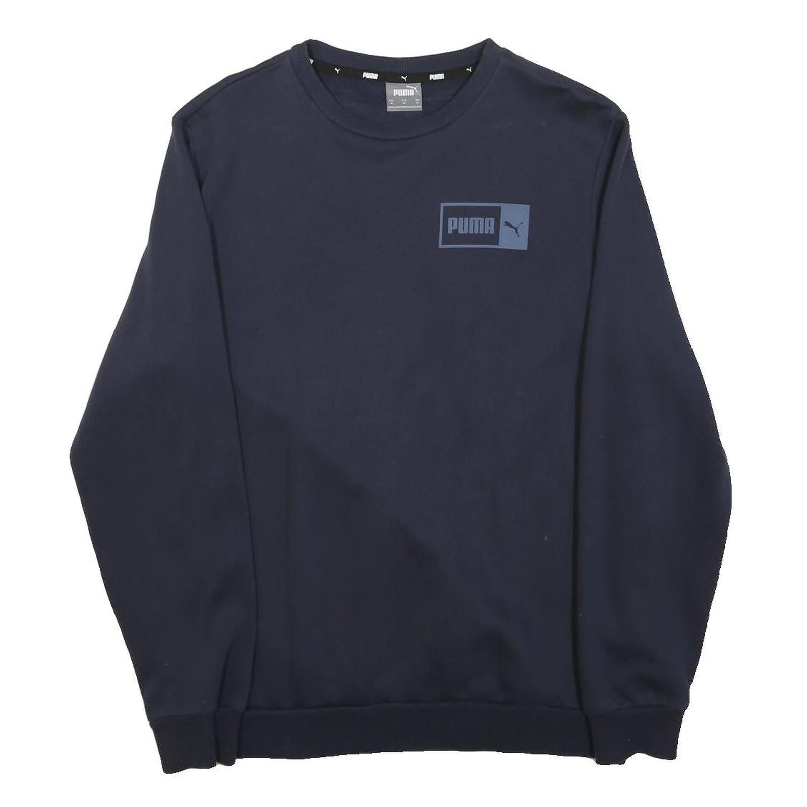 PUMA Mens Navy Sweatshirt Crew Neck M Cotton Blend Casual Pullover