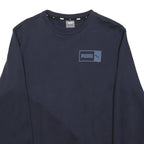 PUMA Mens Navy Sweatshirt Crew Neck M Cotton Blend Casual Pullover