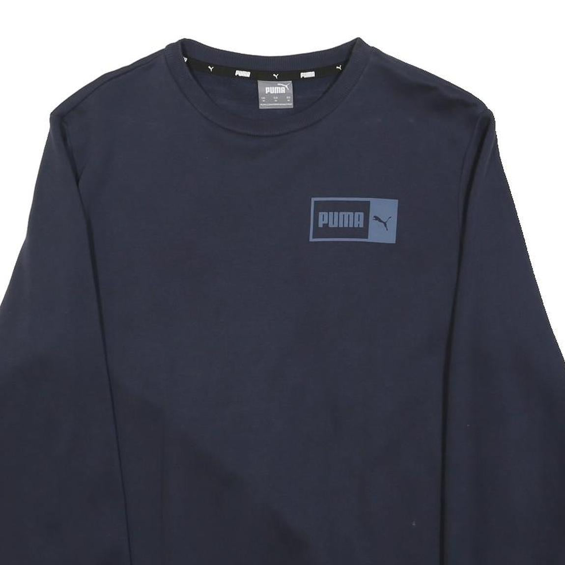 PUMA Mens Navy Sweatshirt Crew Neck M Cotton Blend Casual Pullover