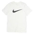 NIKE Mens White Swoosh T-Shirt S Short Sleeve Crew Neck Sports Casual