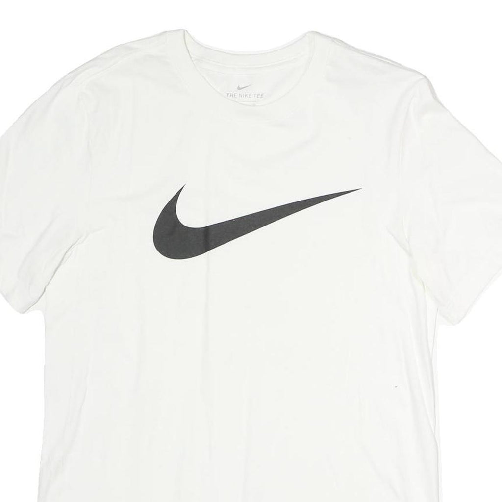NIKE Mens White Swoosh T-Shirt S Short Sleeve Crew Neck Sports Casual