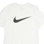 NIKE Mens White Swoosh T-Shirt S Short Sleeve Crew Neck Sports Casual