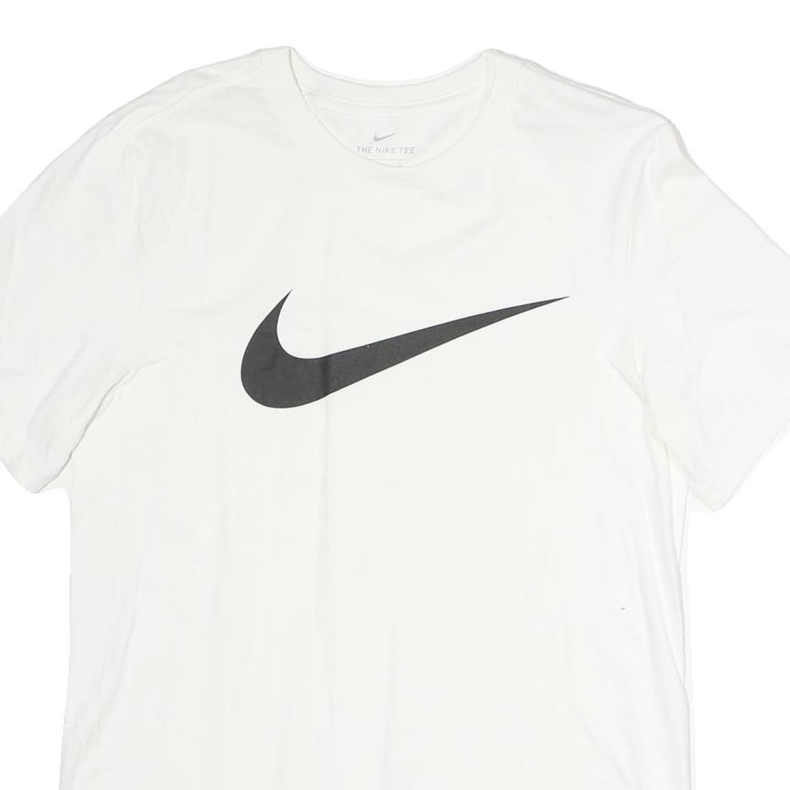 NIKE Mens White Swoosh T-Shirt S Short Sleeve Crew Neck Sports Casual