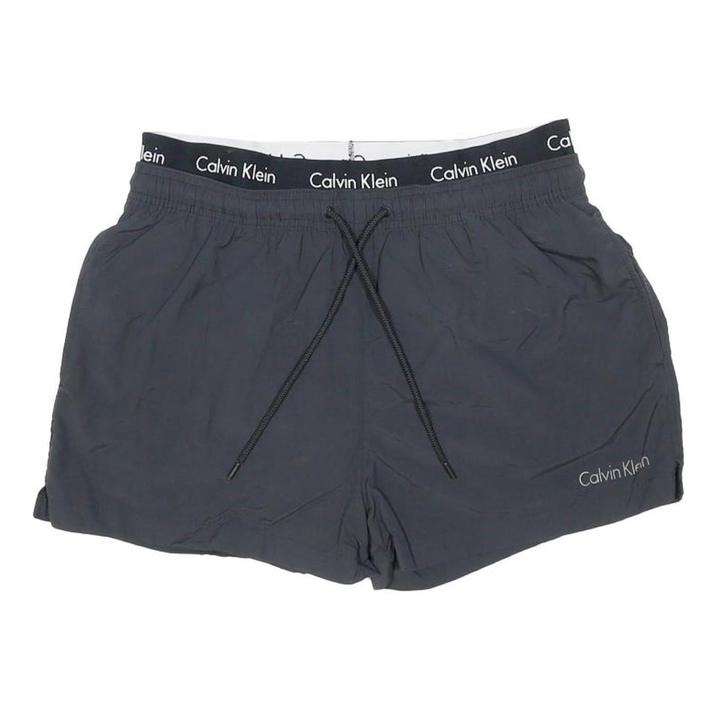 CALVIN KLEIN Mens Shorts Black Casual Plain L W32 Logo Elastic Waistband
