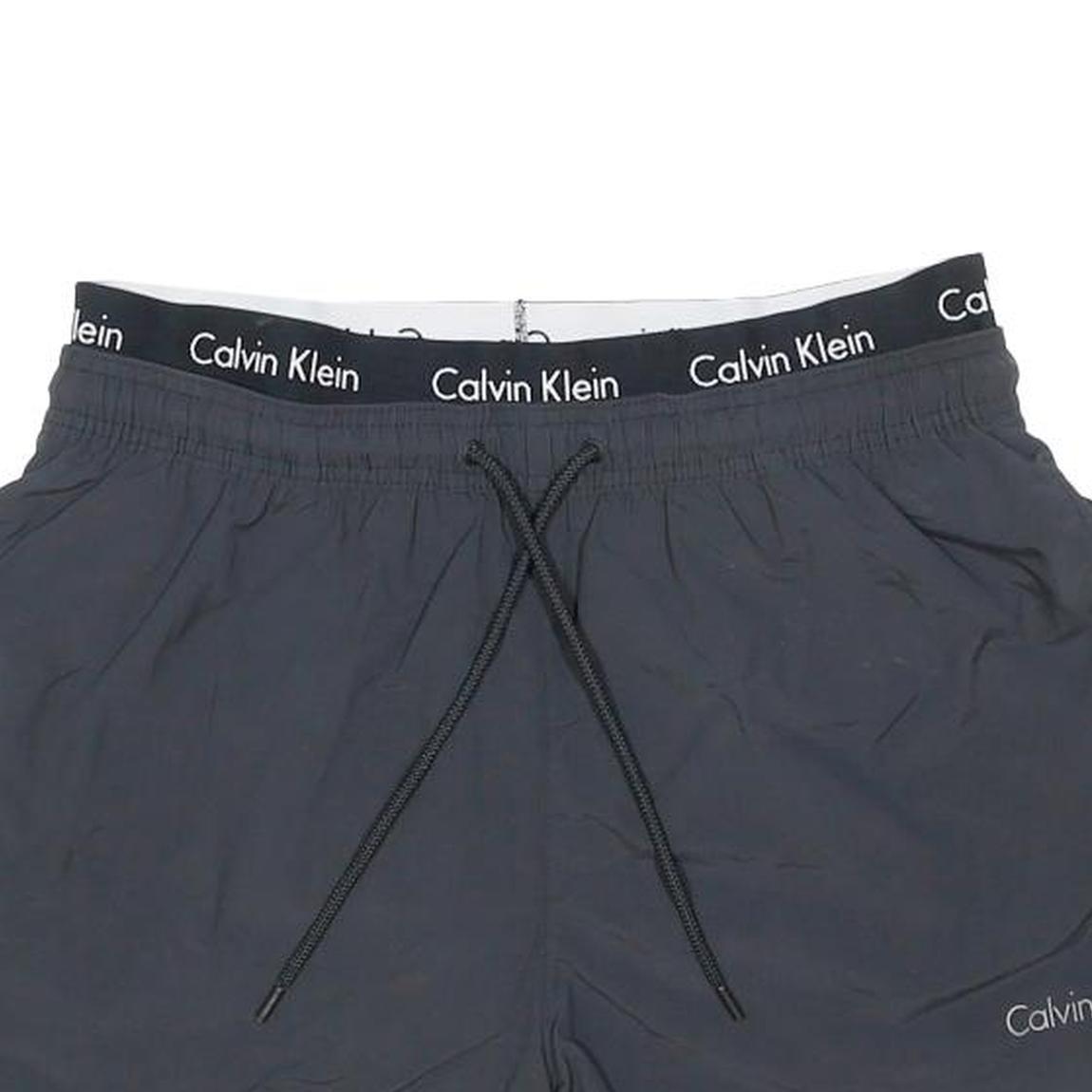 CALVIN KLEIN Mens Shorts Black Casual Plain L W32 Logo Elastic Waistband