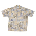 VIVA VENTO Mens Beige & Blue Pattern Cotton Blend Shirt L Casual Summer Tropical