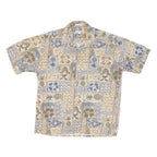 VIVA VENTO Mens Beige & Blue Pattern Cotton Blend Shirt L Casual Summer Tropical