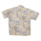 VIVA VENTO Mens Beige & Blue Pattern Cotton Blend Shirt L Casual Summer Tropical
