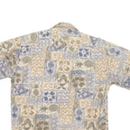 VIVA VENTO Mens Beige & Blue Pattern Cotton Blend Shirt L Casual Summer Tropical