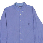 CHAPS Mens Blue & White Check Shirt M Button Down Classic Fit Cotton Blend