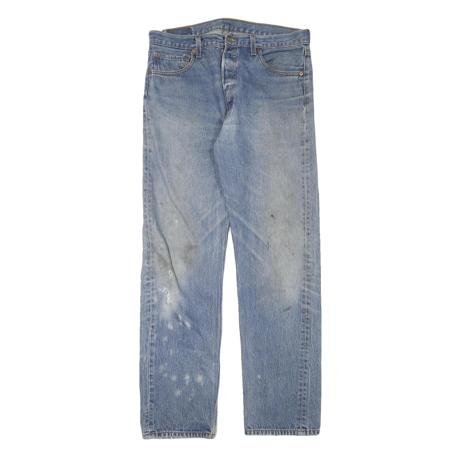 LEVI'S 501 Mens Jeans Blue Regular Straight Denim Medium W34 L32 Classic Button