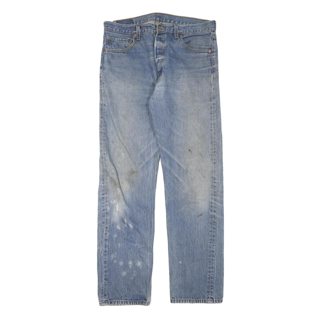 LEVI'S 501 Mens Jeans Blue Regular Straight Denim Medium W34 L32 Classic Button