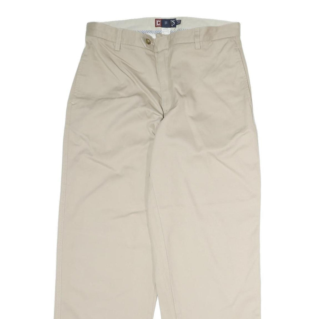 CHAPS Mens Cotton Beige Regular Straight Trousers W30 L32 Casual Classic Style
