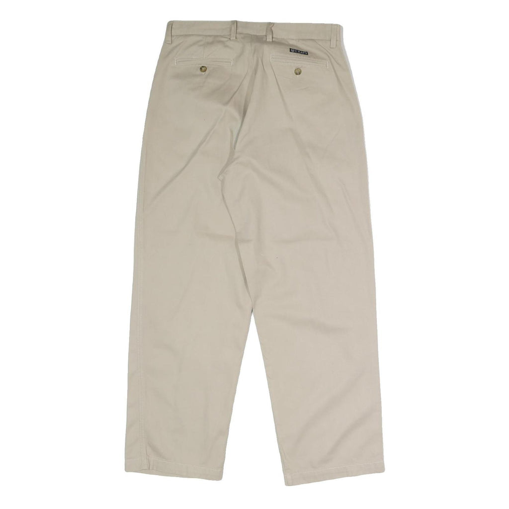 CHAPS Mens Cotton Beige Regular Straight Trousers W30 L32 Casual Classic Style