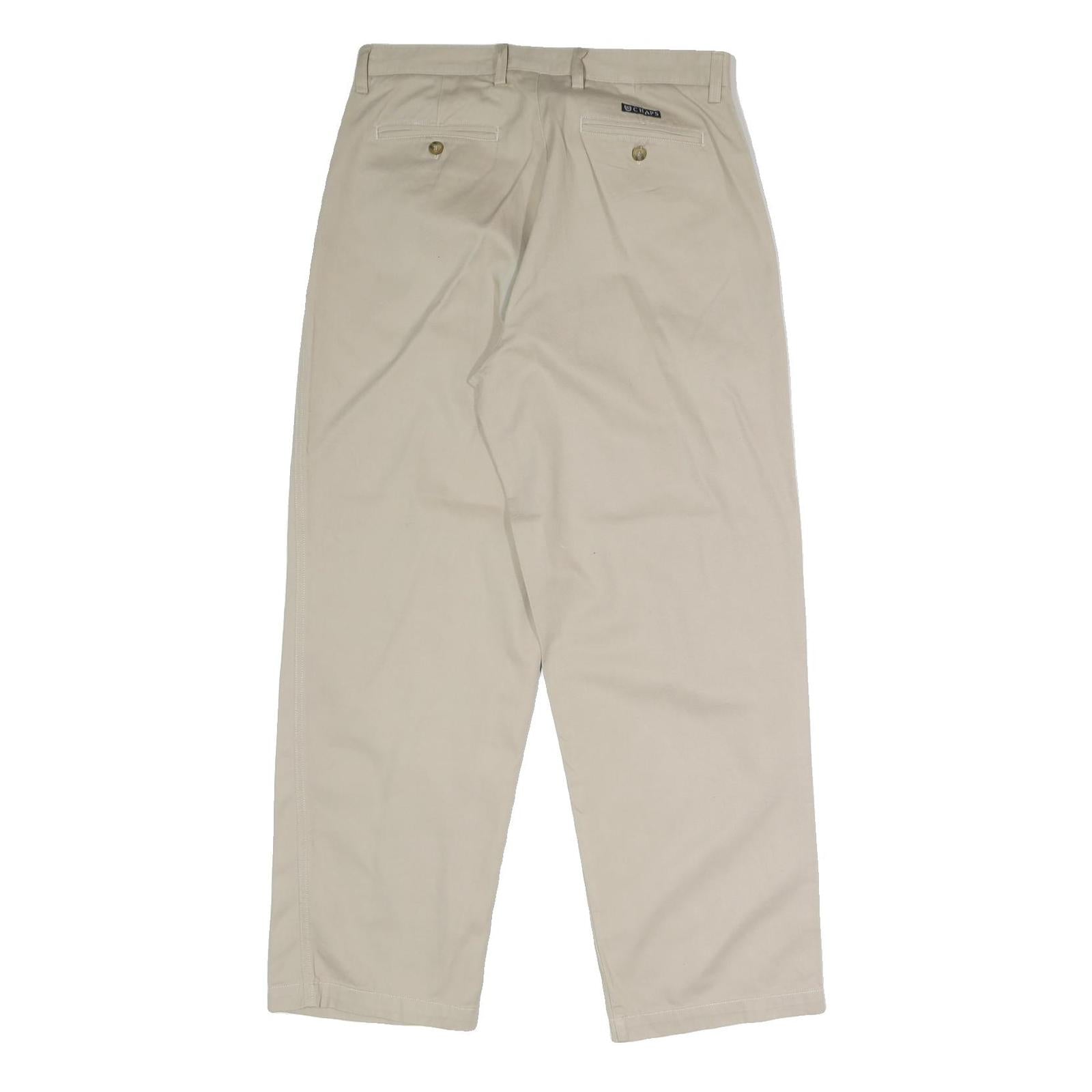CHAPS Mens Cotton Beige Regular Straight Trousers W30 L32 Casual Classic Style