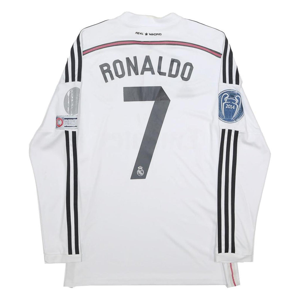 ADIDAS Mens White Real Madrid Ronaldo 7 Long Sleeve Crew Neck Football Shirt S