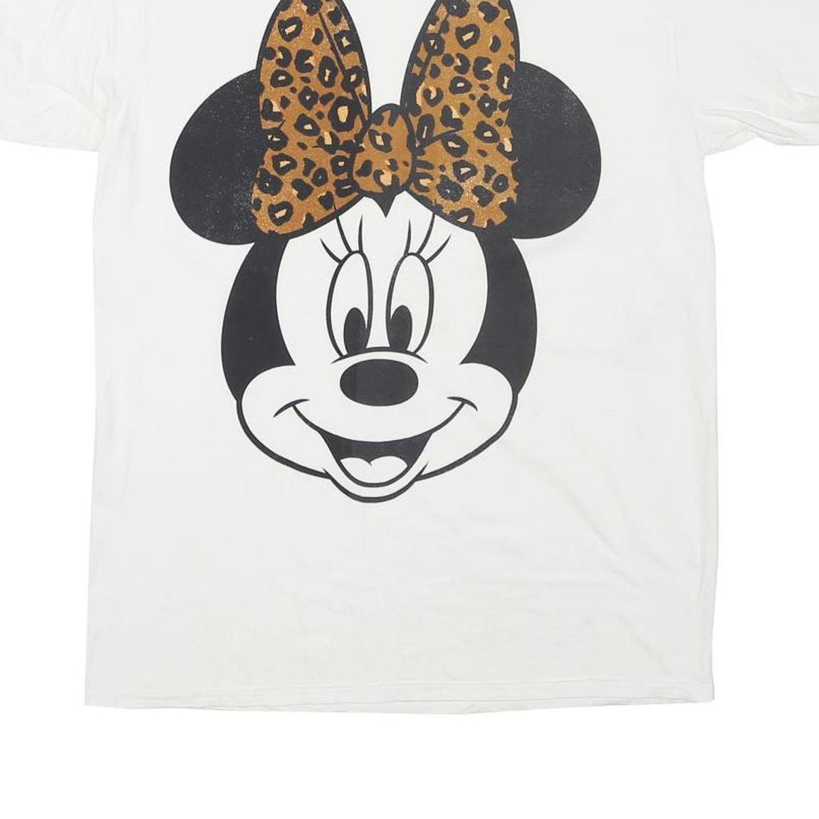 DISNEY Womens White Minnie Mouse Graphic T-Shirt S Short Sleeve Crew Neck Disney