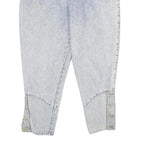 ASKARI Womens Jeans Blue Classic Tapered Denim Light W34 L28 Button Side Detail