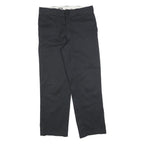 DICKIES Mens Black Cotton Blend Relaxed Straight Trousers W33 L30 Workwear Zip