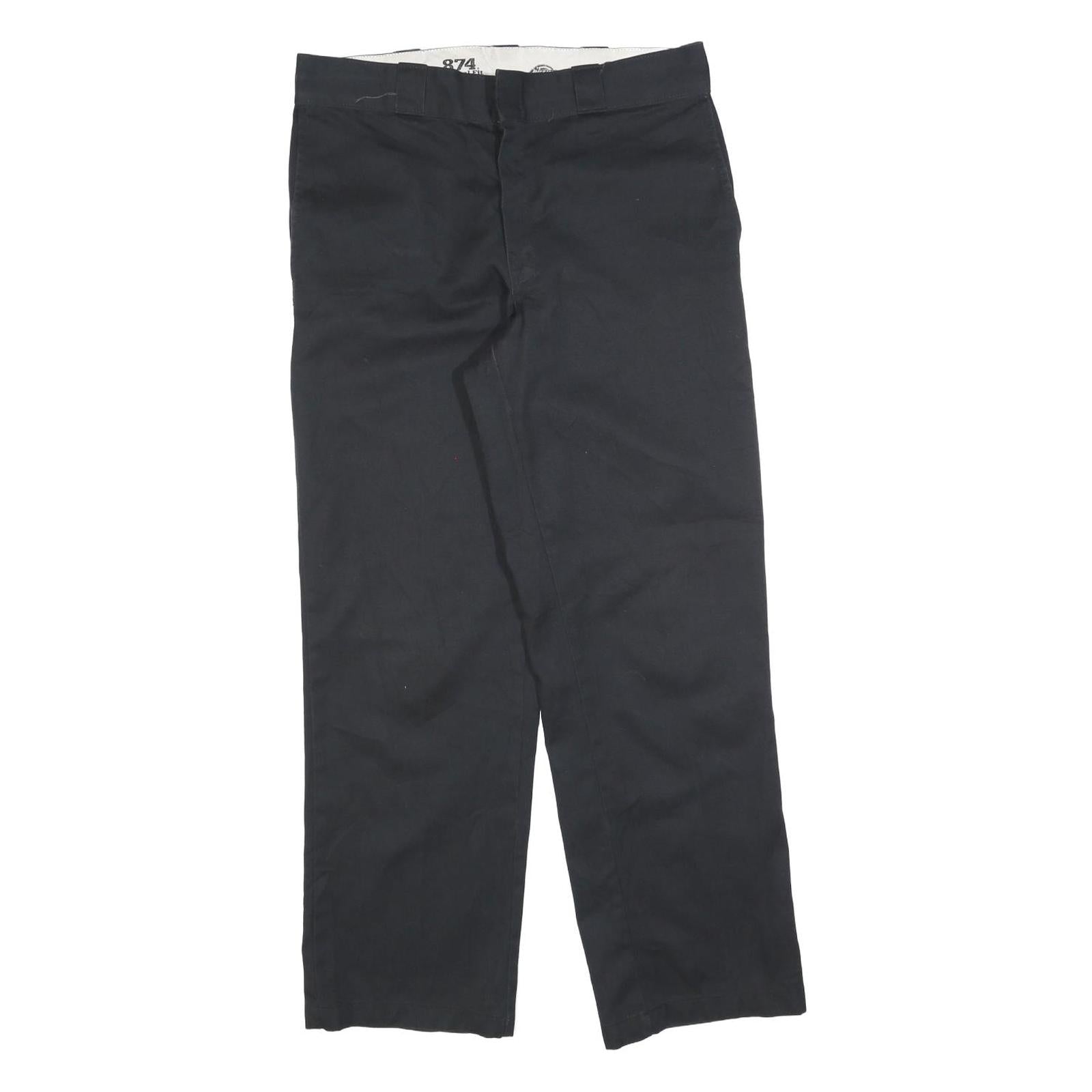 DICKIES Mens Black Cotton Blend Relaxed Straight Trousers W33 L30 Workwear Zip