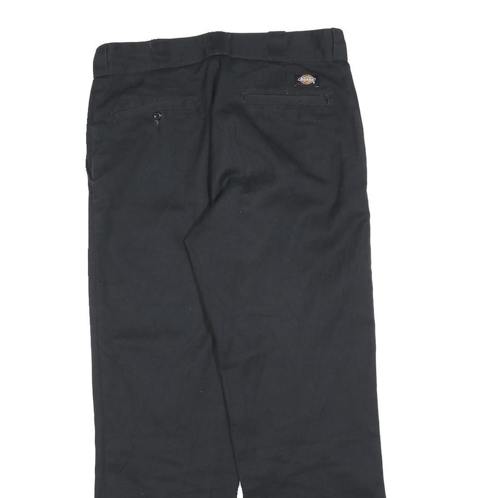 DICKIES Mens Black Cotton Blend Relaxed Straight Trousers W33 L30 Workwear Zip