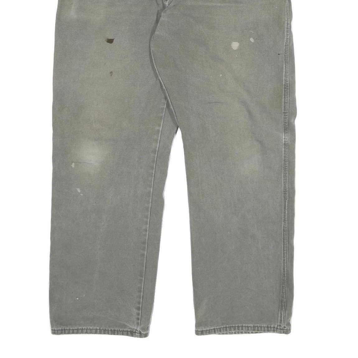 DICKIES Mens Regular Fit Workwear Grey Denim Jeans W42 L32 Cotton Blend Zip