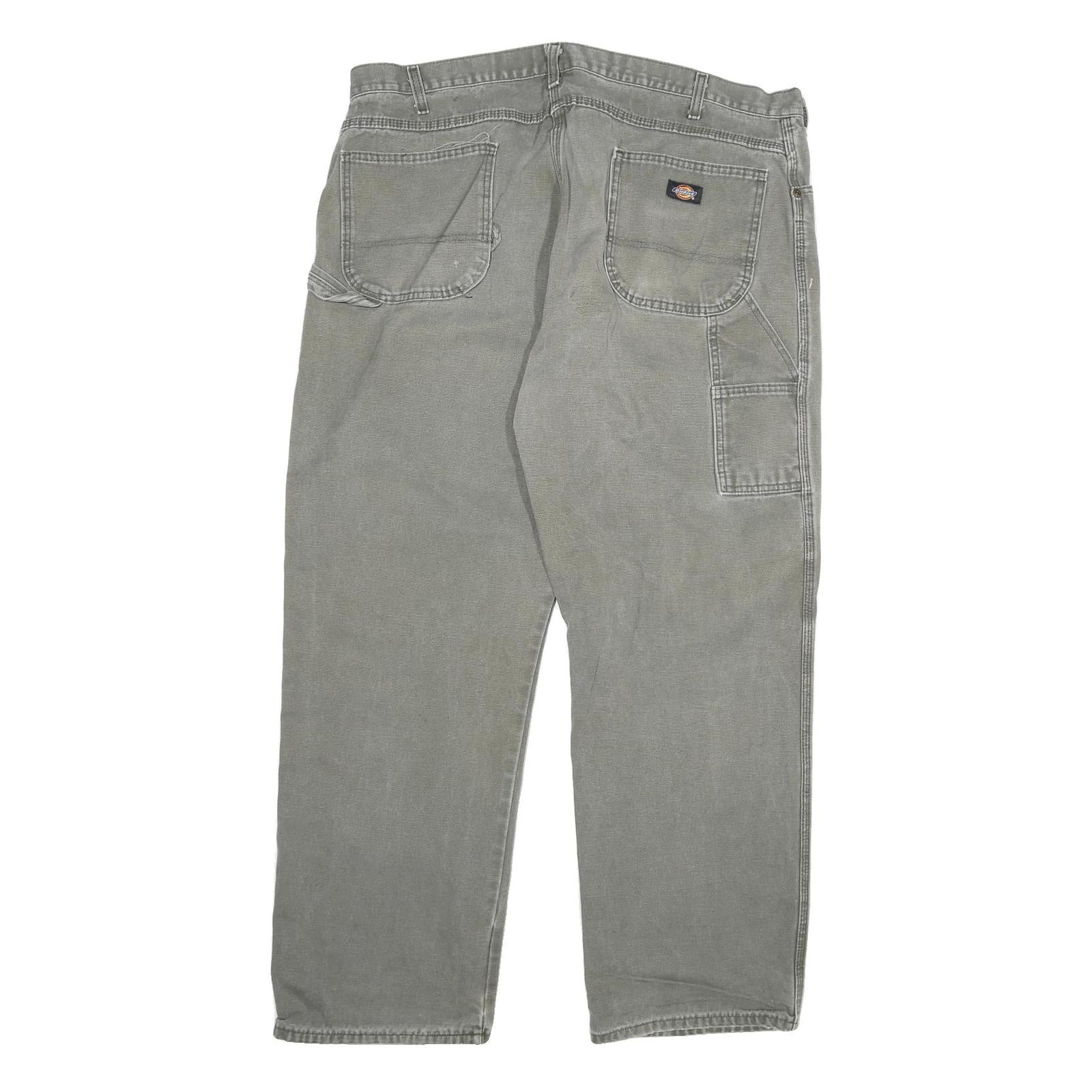 DICKIES Mens Regular Fit Workwear Grey Denim Jeans W42 L32 Cotton Blend Zip