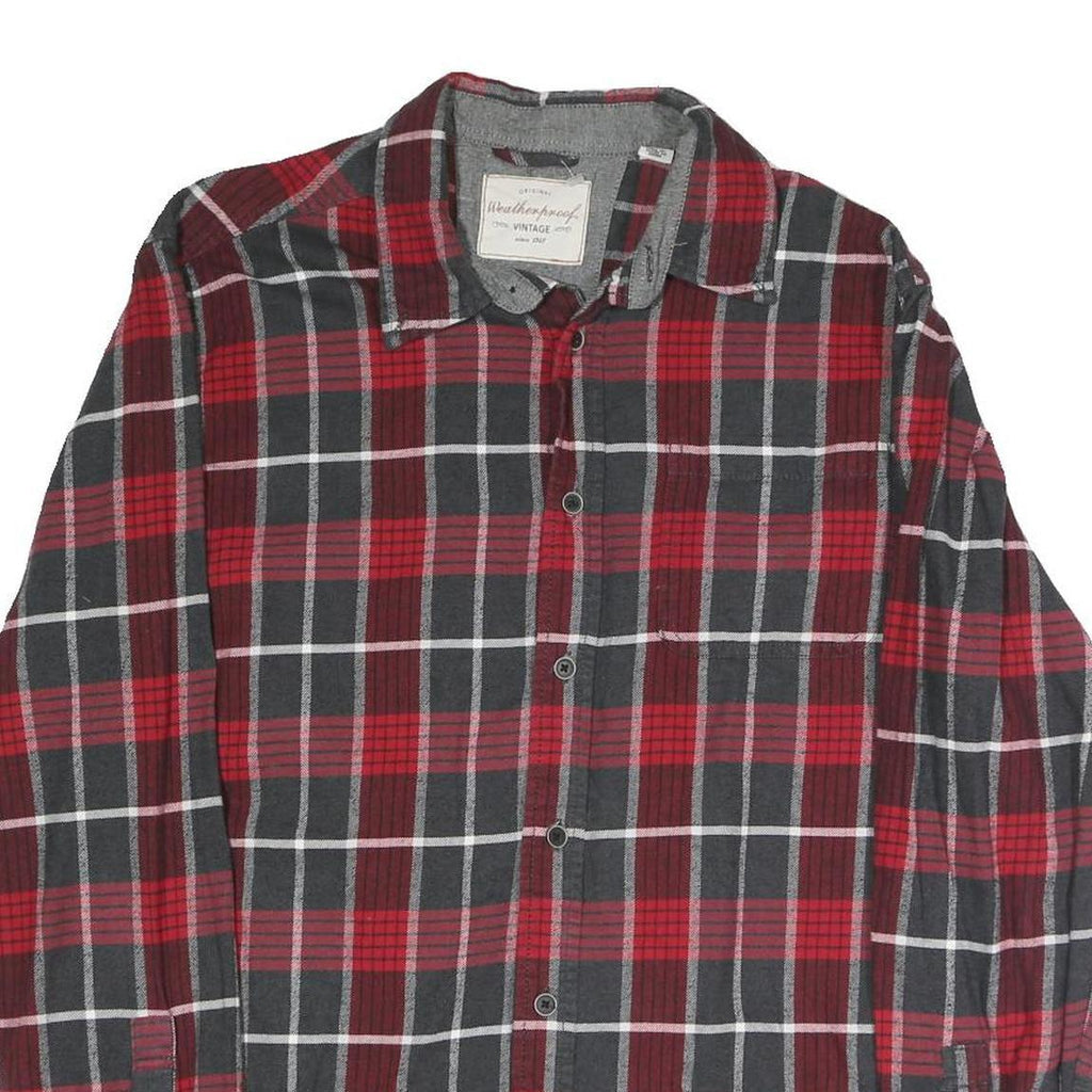 WEATHERPROOF Mens Red & Grey Check Shirt M Button Long Sleeve Casual Cotton
