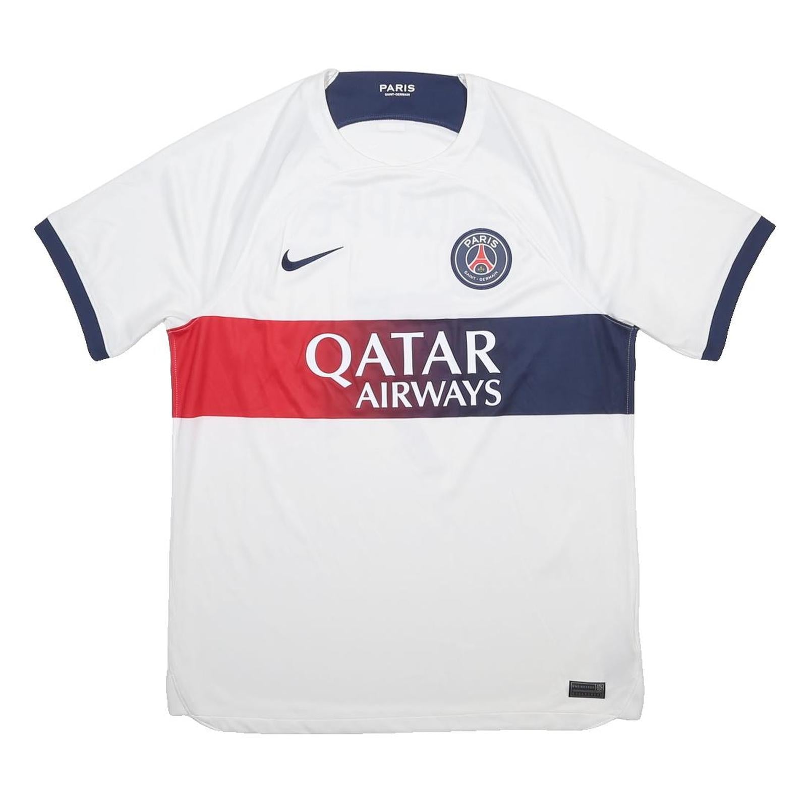 NIKE Mens White Red & Blue Paris Mbappé Football Shirt L Short Sleeve Crew Neck