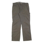 DICKIES Mens Cotton Blend Brown Regular Straight Trousers W34 L32 Workwear Zip