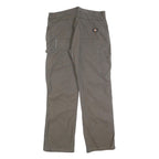 DICKIES Mens Cotton Blend Brown Regular Straight Trousers W34 L32 Workwear Zip