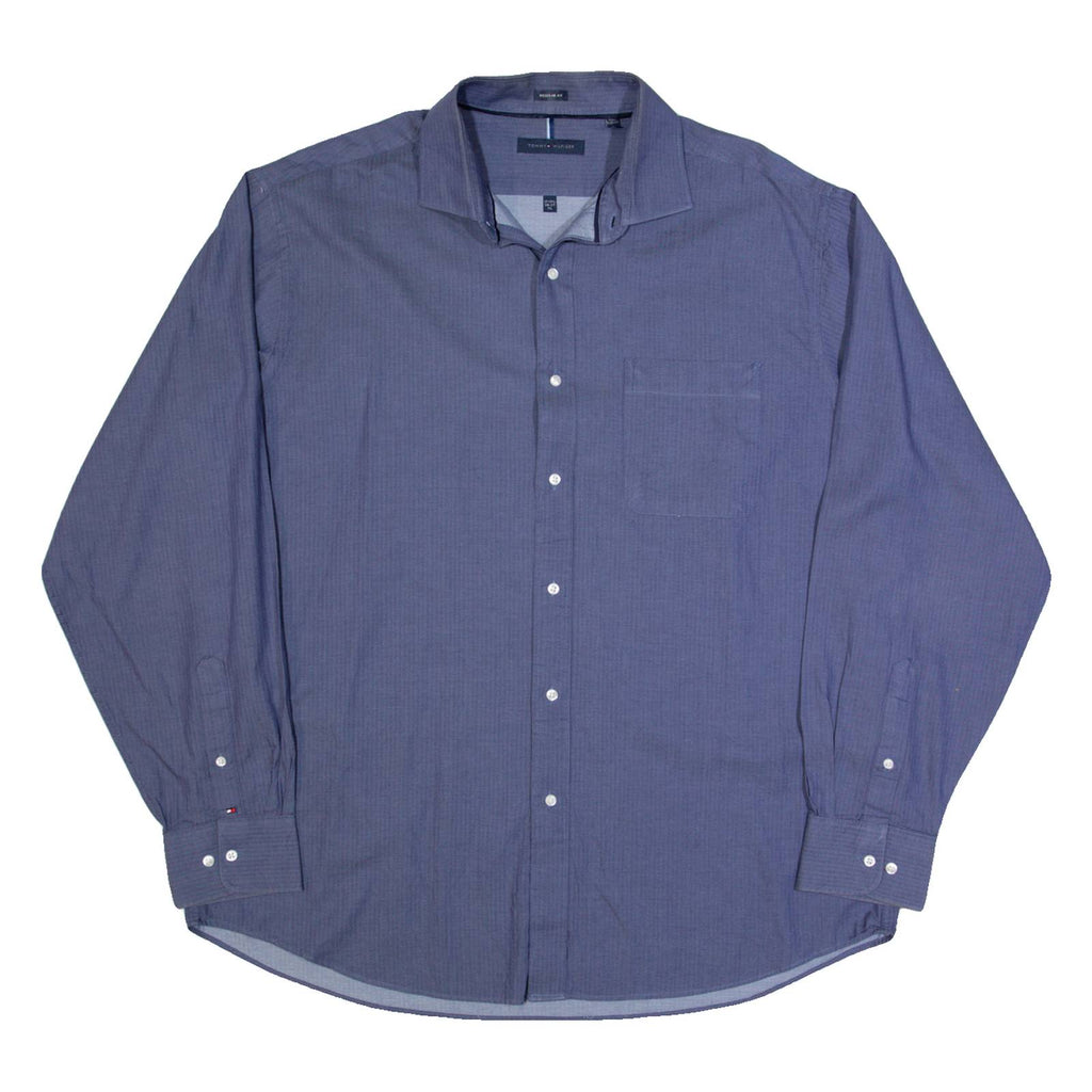 TOMMY HILFIGER Mens Plain Shirt Blue Long Sleeve XL