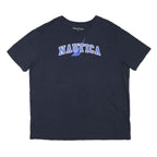 NAUTICA Mens Navy Blue Graphic T-Shirt L Short Sleeve Crew Neck Casual Cotton