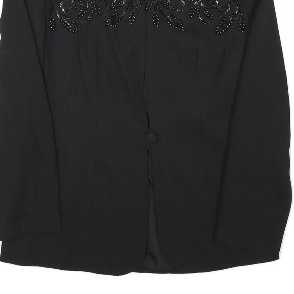 EPISODE Womens Black Wool Blend Embellished Button Jacket UK 10 Classic Fit