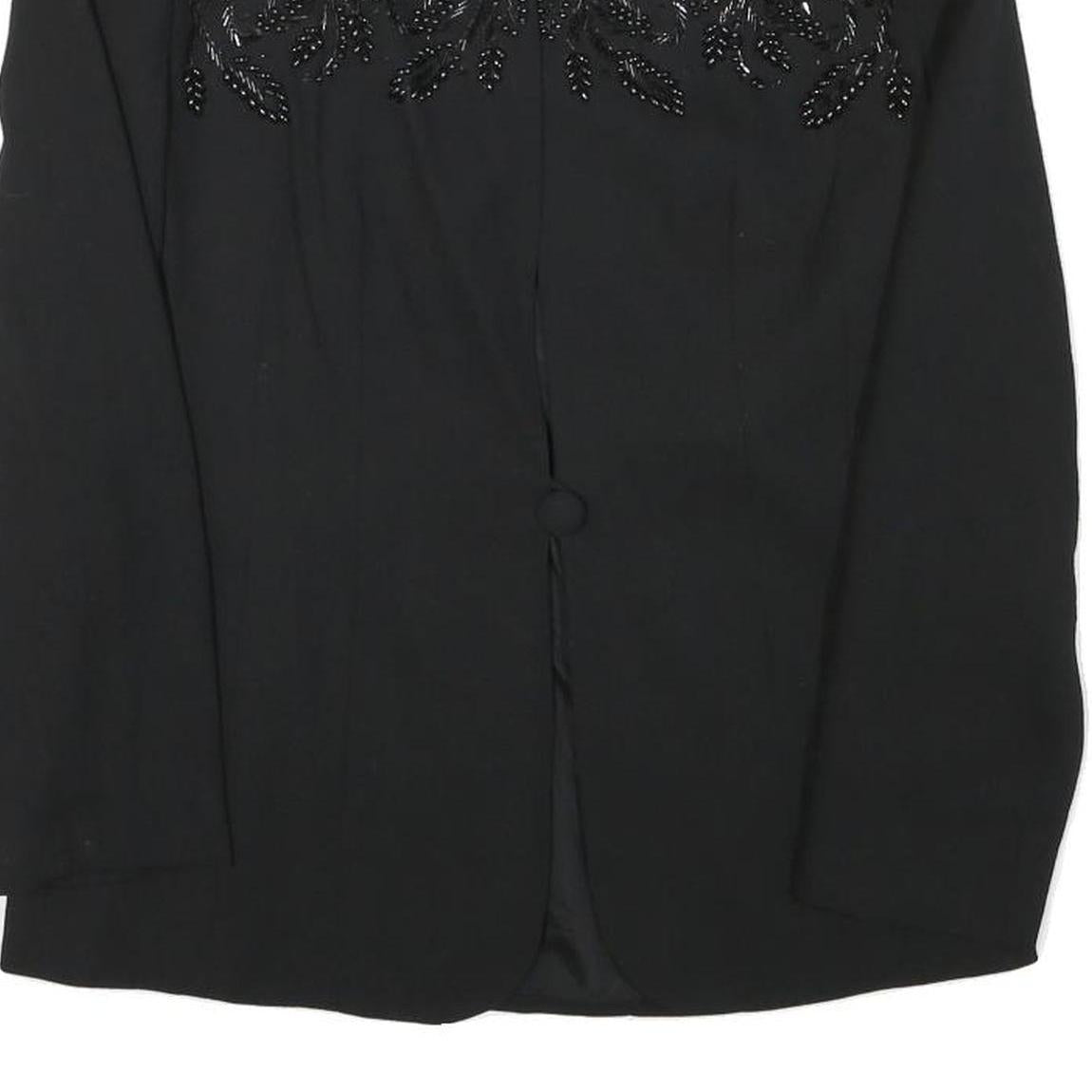 EPISODE Womens Black Wool Blend Embellished Button Jacket UK 10 Classic Fit