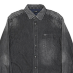 DIESEL Mens Black Denim Shirt M Long Sleeve Button Casual Cotton Shirt