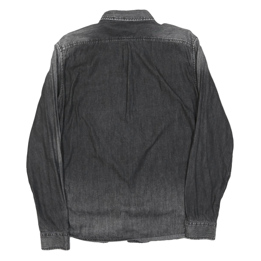 DIESEL Mens Black Denim Shirt M Long Sleeve Button Casual Cotton Shirt