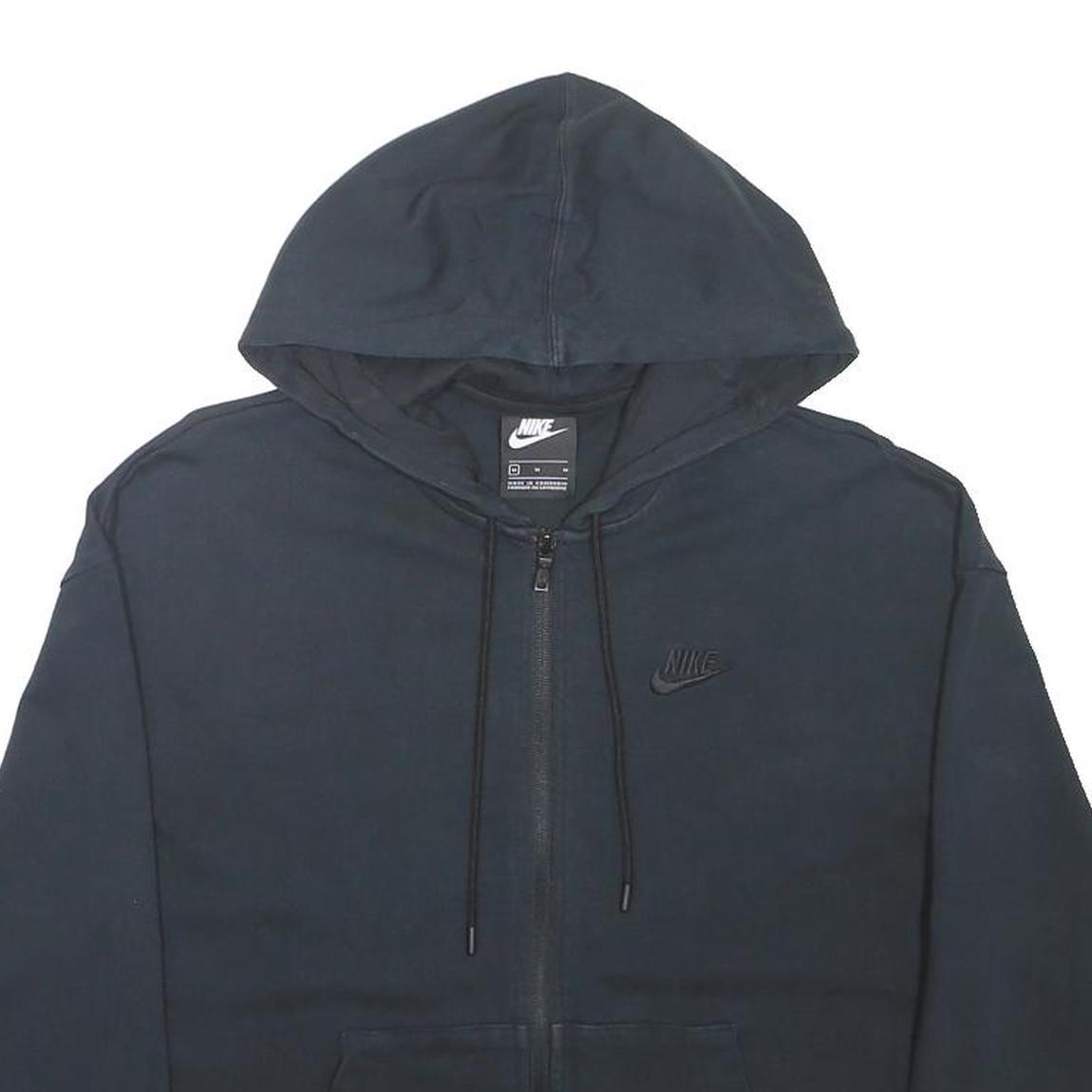 NIKE Womens Black Full Zip Hoodie M Lightweight Cotton Blend Casual Sportswear