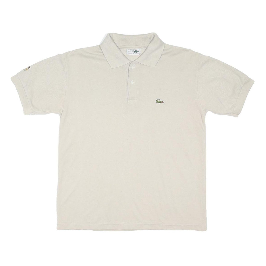 LACOSTE Mens Beige Polo Shirt Short Sleeve Button Cotton Blend L Classic
