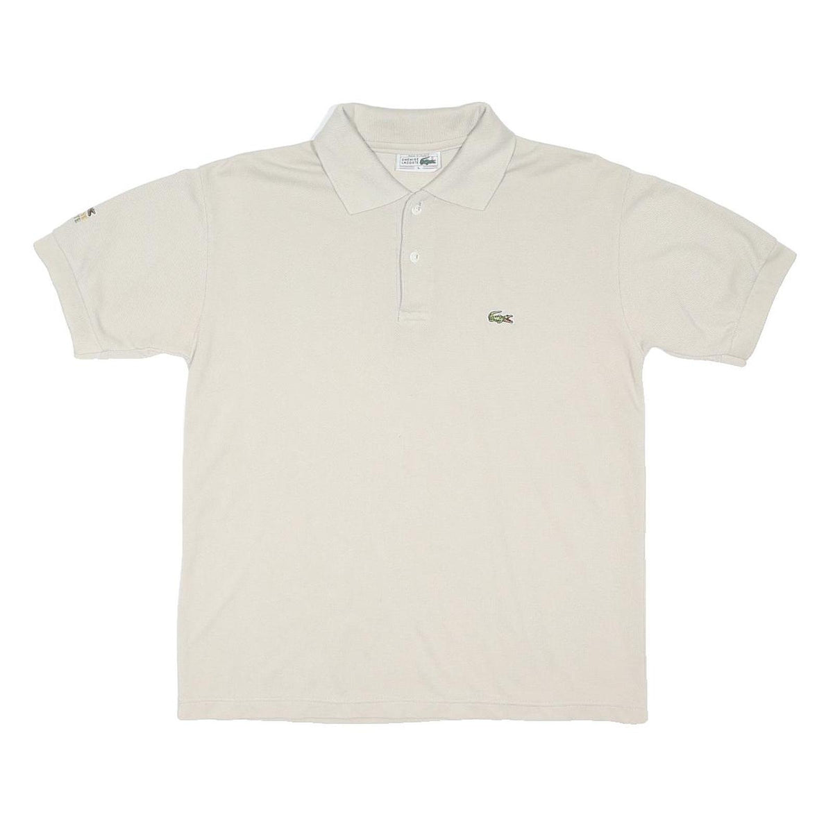 LACOSTE Mens Beige Polo Shirt Short Sleeve Button Cotton Blend L Classic