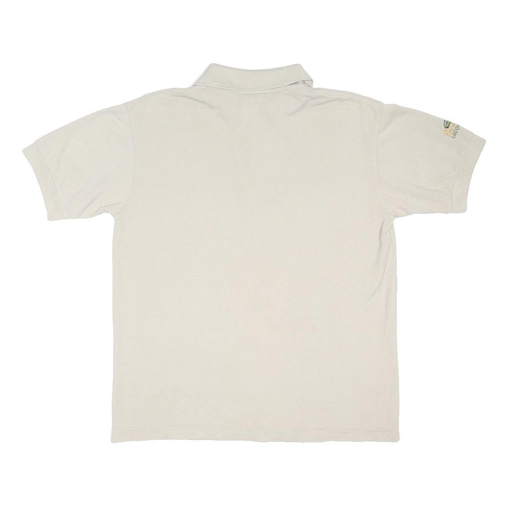 LACOSTE Mens Beige Polo Shirt Short Sleeve Button Cotton Blend L Classic