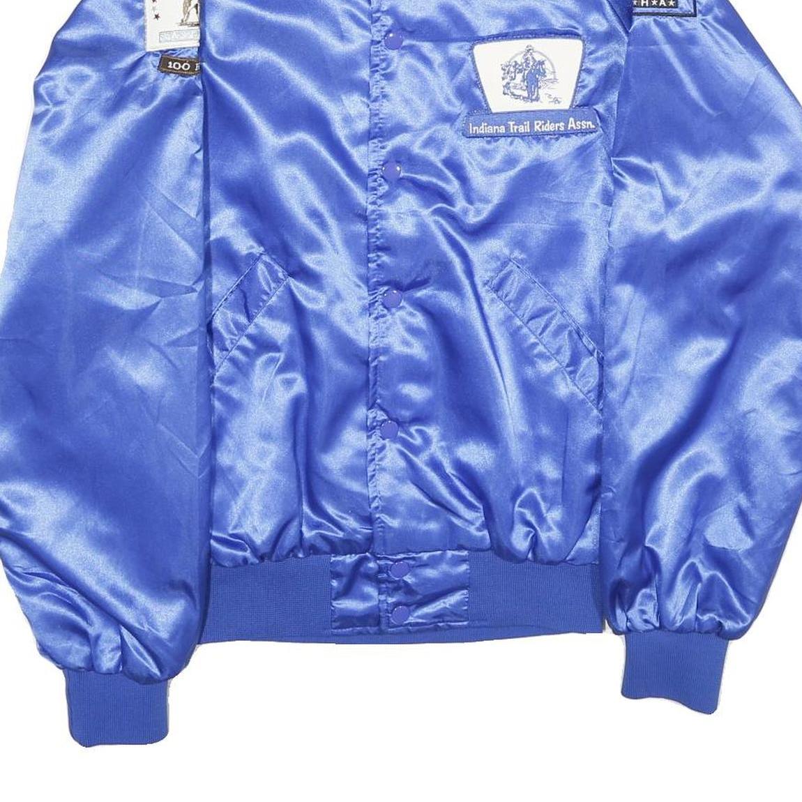 CLUB 21 Mens Blue Satin Button Jacket M Indiana Trail Riders Assn Badges