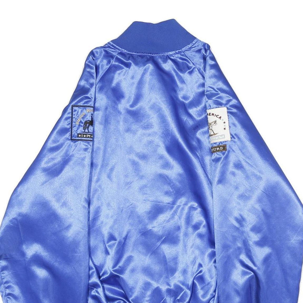 CLUB 21 Mens Blue Satin Button Jacket M Indiana Trail Riders Assn Badges