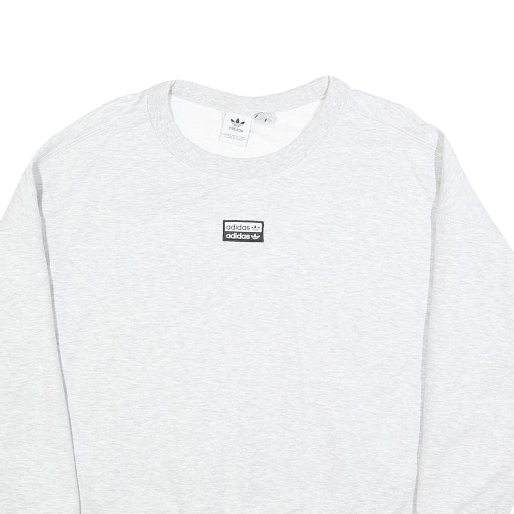 ADIDAS Womens White Crew Neck UK 16 Cotton Blend Sweatshirt Casual Sportswear