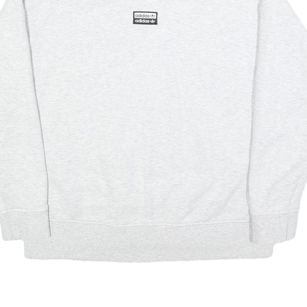 ADIDAS Womens White Crew Neck UK 16 Cotton Blend Sweatshirt Casual Sportswear