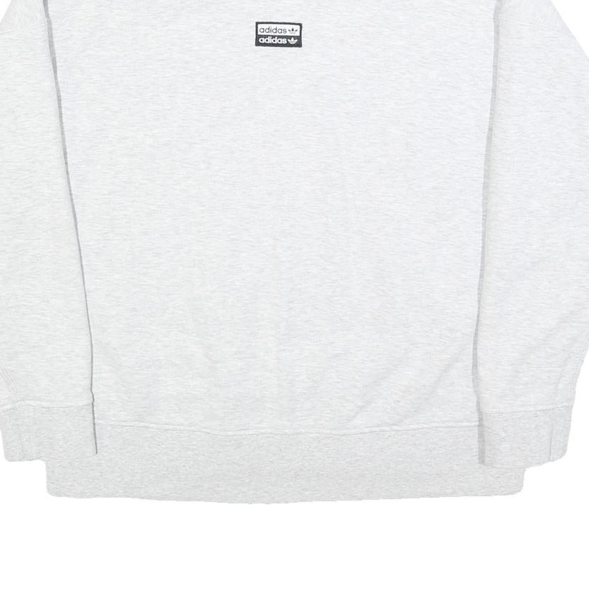 ADIDAS Womens White Crew Neck UK 16 Cotton Blend Sweatshirt Casual Sportswear