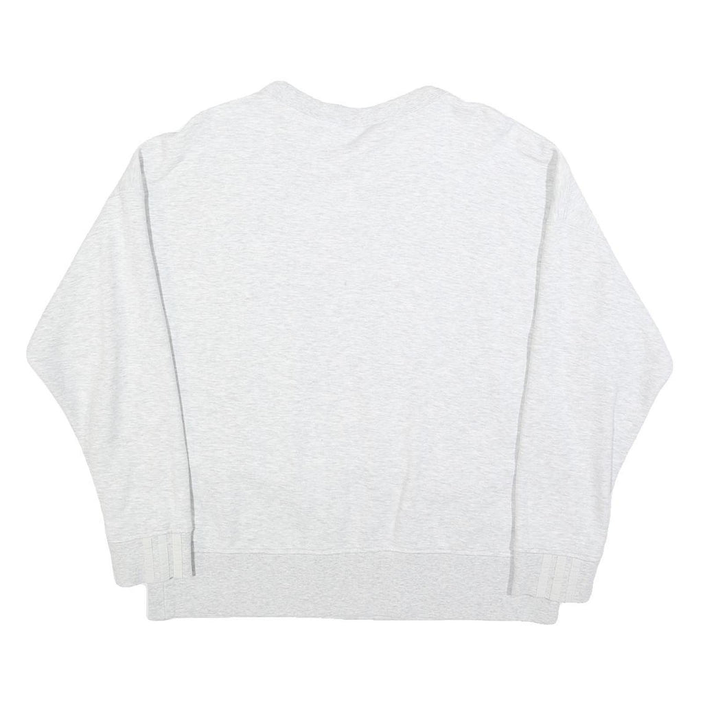ADIDAS Womens White Crew Neck UK 16 Cotton Blend Sweatshirt Casual Sportswear